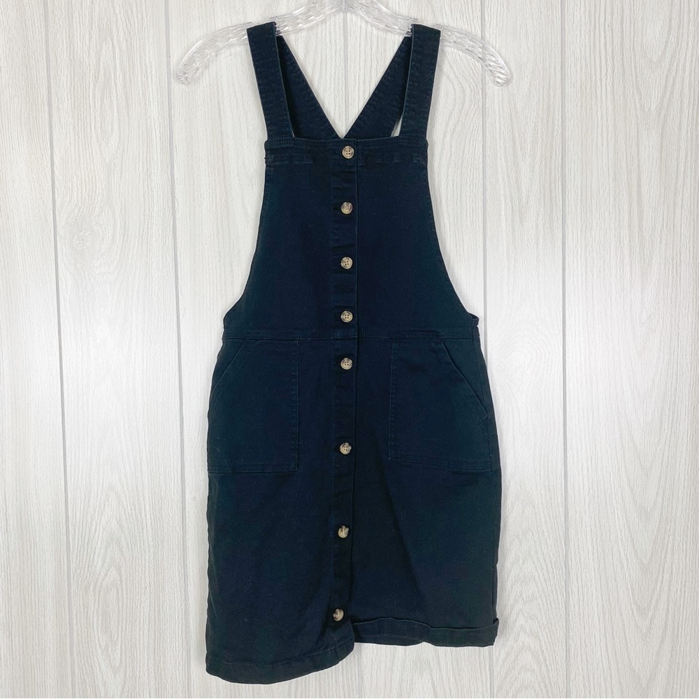 H & M | Black Button Front Overall Dress Size 16